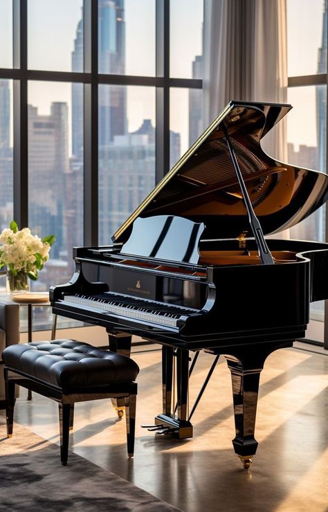 Luxury Piano, Grand Piano Living Room, Grand Piano Room, Piano Living Rooms, Steinway Grand Piano, Piano Pictures, Steinway Piano, Baby Grand Pianos, Piano Room