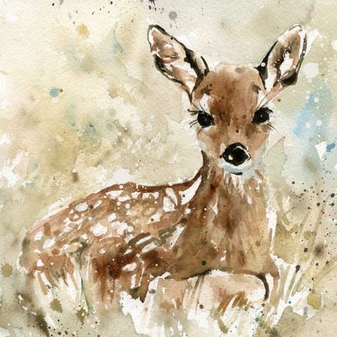 Fawn In Spring Poster Print by Carol Robinson - Item # VARPDX16402 Baby Deer, Sumi E, Fine Arts Posters, Pet Portrait, Animal Paintings, Painting Prints, Watercolor Painting, Canvas Artwork, Canvas Giclee