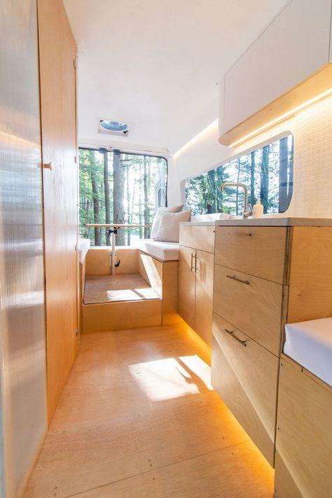 Scandinavian design an conversion ram promaster Ram Promaster Conversion, Promaster Conversion, Scandi Japandi, Japandi Aesthetic, Translucent Wall, Van Dwelling, Tiny House Talk, Micro Apartment, Van Life Diy