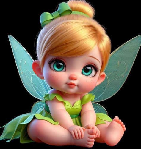 Baby Tinkerbell, Fairy Birthday Themes, 3d Princess, Tinkerbell Pictures, Fashion Movies, Baby Disney Characters, Disney Princess Babies, Baby Movie, Tinkerbell And Friends