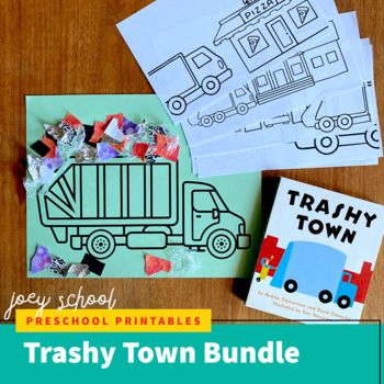 Use these coloring sheets and craft as fun activities to retell the story Trashy Town and talk about the duties of a waste collector. Community Helpers Garbage Collector, Garbage Collector Community Helpers, Trashy Town Preschool Activities, My Town Activities, Garbage Truck Craft, Dump Truck Craft, Community Helpers Art, Community Helpers Preschool Crafts, Community Helpers Crafts