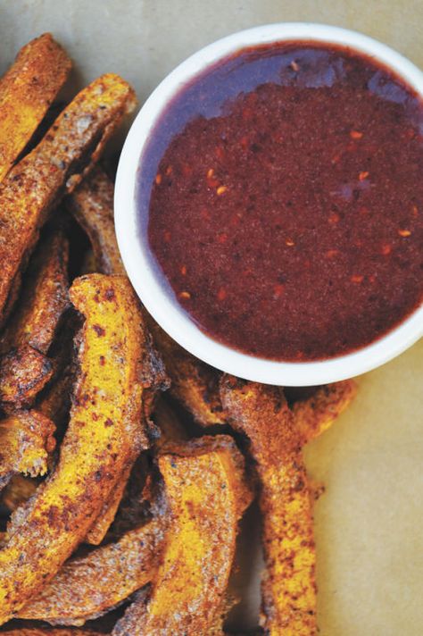 Baked Pumpkin Fries with Raspberry Mustard Sauce Butternut Squash Fries Dipping Sauce, Dipping Sauce For Sweet Potato Fries, Sweet Potato Fry Dipping Sauce, Honey Butter For Sweet Potato Fries, Honey Mustard Dipping Sauce For Sweet Potato Fries, Kabocha Squash Recipe, Mustard Recipe, Sugar Pumpkin, Baked Fries