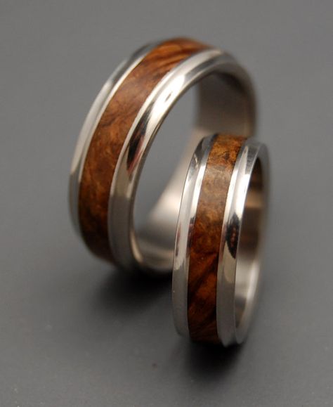 wood ring titanium ring wedding ring mens by MinterandRichterDes Traditional Wedding Rings, Tattoo Wedding Rings, Custom Ring Box, Wooden Wedding Ring, Antique Wedding Rings, Titanium Wedding Rings, Custom Wedding Band, Meteorite Ring, Custom Wedding Rings