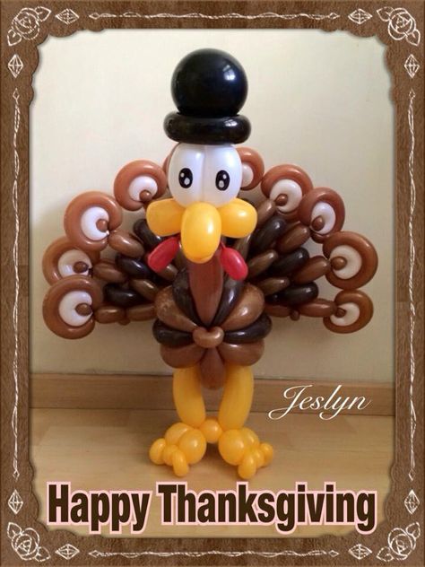 Thanks giving turkey. Turkey Balloon Decoration, Balloon Thanksgiving, Balloon Turkey, Turkey Balloons, Thanksgiving Balloons, Fall Balloons, Music Centerpieces, Baloon Art, Cardboard Props