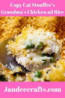 Copycat Stouffers Grandma's Chicken and Rice Stouffers Copycat Recipes, Grandmas Chicken And Rice Bake, Ritz Chicken, Chicken Taco Bowls, Dorito Chicken, Rice Bake, Potpourri Recipes, Herb Bread, Peanut Butter Pumpkin