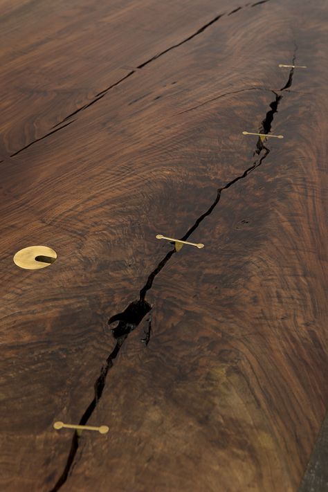 Cast Bronze Edge Table - No.1. Live edge Claro Walnut slab desk — Taylor Donsker Design وابي سابي, Wood Table Design, Esstisch Modern, Woodworking Furniture Plans, Wood Joints, Its A Mans World, Built In Bookcase, Live Edge Table, Furniture Details