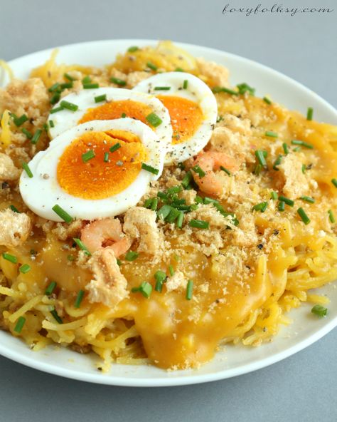 This recipe of Pancit Palabok is really simple one requiring the most simple ingredient from the yellow thick sauce and basic toppings but still delicious.| www.foxyfolksy.com Pork Chicharon, Pancit Palabok Recipe, Palabok Recipe, Pancit Palabok, Pinoy Dishes, Pancit Recipe, Pancit Canton, Squid Rings, Pinoy Recipe