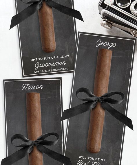 Groomsman Cigar Card - Will You Be My Groomsman - Best Man - Groomsmen Proposal - Cards - Cigar Gift - Suit Up - Wedding Party - Chalkboard by Creative Union Design | Catch My Party Cigars Wedding, Tennessee Elopement, Groomsmen Boxes, Party Chalkboard, Groomsman Proposal Box, Best Groomsmen Gifts, Bar Business, Vintage Cocktails, Groomsmen Proposal Gifts