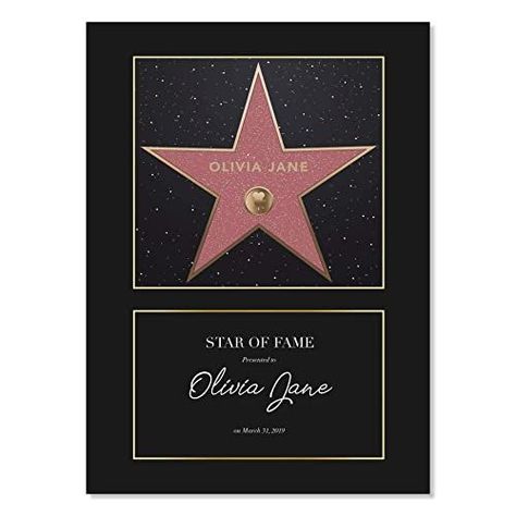 Personalized Hollywood Walk of Fame Star Black Border Extra Print, Unframed Diy Teacher Gifts Appreciation, Hollywood Poster Design, Career Affirmations, Star Poster, Hollywood Poster, Wall Of Fame, Star Awards, Star Black, Diy Teacher Gifts