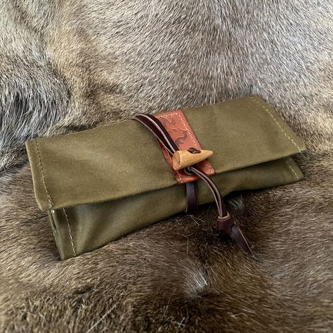 Oilskin Waxed Canvas Roll up Pouch for a Bushcraft Fire Kit, Pipe & Tobacco or Compass. - Etsy Bushcraft Fire, Bushcraft Kit, Altoids Tins, Waxed Canvas, Purse Pouch, Olive Wood, The Pouch, Waxed Cotton, Cotton Bag