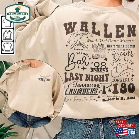 Morgan Wallen Music, Sweatshirt And Shirt Outfit, Western Outfits For School, Small Business Shirt, Morgan Wallen Concert, Country Outfits Women, One Thing At A Time, Music Sweatshirts, Blanket Pillow