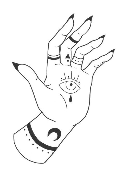 "Hand with an Eye Tattoo" Art Print by RainyTuesday | Redbubble Hand Tattoos Easy To Draw, Tattoos To Draw, Easy Tattoos To Draw, Line Drawing Tattoos, Small Wave Tattoo, Kunst Tattoos, Tattoos For Black Skin, Line Art Tattoos, Waves Tattoo