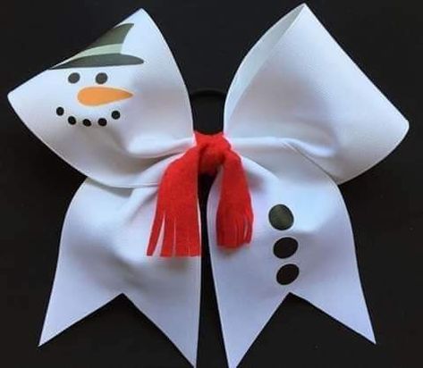 Cheer Bows Ideas, Christmas Cheer Bows, Cheer Bows Diy, Snowman Bow, Bows Ideas, Homemade Bows, Cheer Stuff, Cheerleading Gifts, Frosty The Snowman