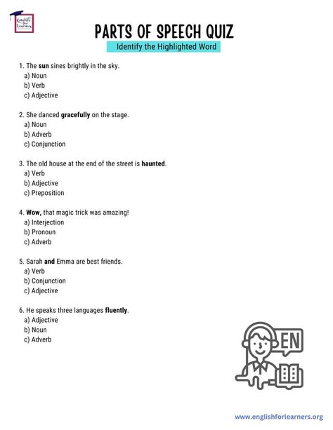 Parts Of Speech Worksheet With Answers, Speech Worksheets, Free Reading Comprehension Worksheets, Comprehension Worksheets, Reading Comprehension Worksheets, Parts Of Speech, Teacher Ideas, Free Reading, Reading Comprehension