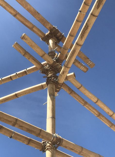 Gallery of 5800 Individual Bamboo Poles Stand Tall as a Lightweight Transportable Theater - 8 Extreme Architecture, Timber Joints, Bedouin Tent, Bamboo Diy, Bamboo Building, Open Air Theater, Pole Stand, Pavilion Architecture, Bamboo Structure