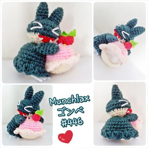 Munchlax Crochet Pattern, Anime Crochet, Pokemon Crochet, Pokemon Crochet Pattern, Crochet Applique Patterns Free, Pokemon Dolls, Crochet Pokemon, Crochet Dragon, Crochet Inspo