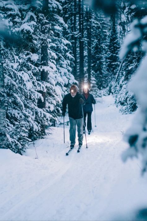 Skiing At Night, Xc Skiing Aesthetic, Cool Hobbies, Skiing Aesthetic Outfits, Aesthetic Skiing, Xc Skiing, Wisconsin Winter, Skiing Aesthetic, Xc Ski