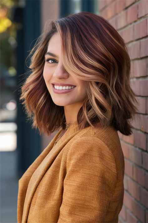 Discover the stunning world of balayage hair this Fall! Whether you prefer chin length bobs, medium length layers, or long flowing locks, there's a balayage style for everyone. From soft babylights to bold multicolor streaks, you can add dimension with dark roots or a money piece highlight. Explore low maintenance options like layered shag cuts and chic pixie styles that embrace the season's warmth. #BalayageHair #FallHair #HairInspiration #HairTrends #Balayage Chin Length Bobs, Money Piece Highlight, Carmel Balayage, Collarbone Length Hair, Fall Balayage, Layered Shag, Medium Length Layers, Balayage Bob, Money Piece