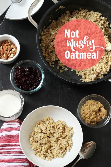 Not Mushy Oatmeal, the Only Way to Make It | Life as Mom  Oatmeal can be a delicious, hearty, and nutritious breakfast, as long as you don't make mushy oatmeal. Win every morning with this easy recipe for Not Mushy Oatmeal.  http://lifeasmom.com/ultimate-recipe-swap-whole-grains/ Uncooked Oatmeal Recipes, Oatmeal Recipes For People Who Dont Like Oatmeal, Healthy Brekkie, Daycare Meals, Healthy Meals To Cook, Nutritious Breakfast, Sweet Breads, Rice Krispie, Cheap Eats