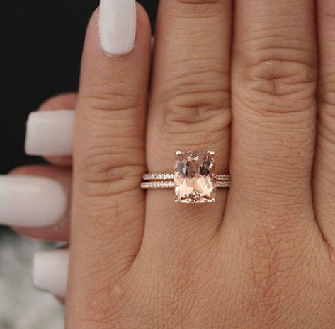 Rose Gold Morganite Engagement Ring, Morganite Wedding Set, Gold Morganite Engagement Ring, Rose Gold Morganite Ring, Diamond Half Eternity Band, Pink Morganite Engagement Ring, Half Eternity Ring Diamond, Cute Engagement Rings, Future Engagement Rings