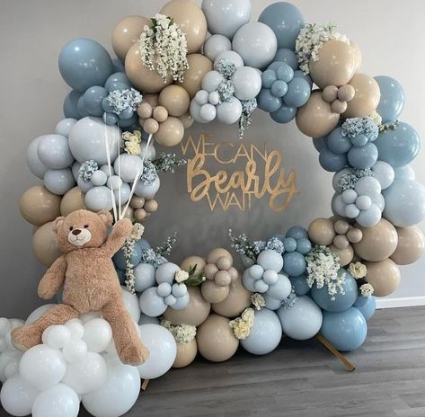 Teddy Bear Theme Decoration, Winter Polar Bear Baby Shower Theme, Baby Shower For Boys Ideas, Teddy Bear Shower Centerpiece, Boy Baby Shower Themes Ideas, Teddy Bear Balloon Decorations, Baby Shower Brown Theme, Bear Gender Reveal Decorations, Teddy Bear Baby Shower Theme Decoration