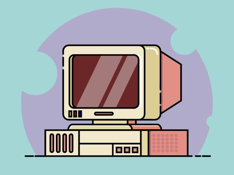 90's Computer Flat Design . . Hope you like it, if you like it you can Follow my dribbble . . See more my work on Instagram @zaidaanahmaad Retro Computer Illustration, Computer Logo Design, Pc Illustration, Computer Painting, Tv Heads, Computer Illustration, Computer Logo, Old Computer, Tv Head