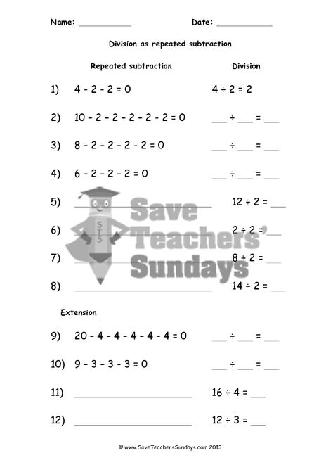 Repeated Subtraction Division Worksheets, Repeated Subtraction Division, Repeated Subtraction, Teaching Resources Primary, Division Worksheets, Subtraction Worksheets, Primary Teaching, Third Grade Math, Origami Crafts Diy