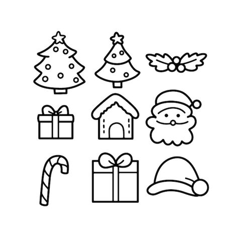 Christmas Drawing Simple, Christmas Presents Drawing, Christmas Simple Drawings, Drawing Of A Christmas Tree, Christmas Clipart Black And White, Simple Christmas Drawings, Christmas Present Drawing, Holiday Drawings, Present Drawing