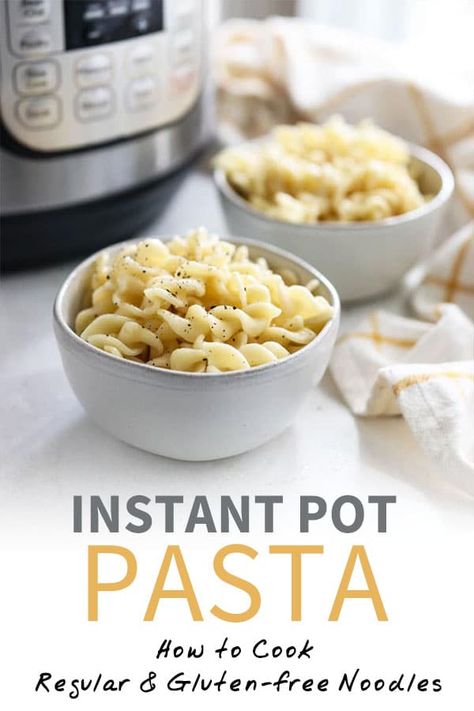 Instant Pot Pasta is a life-saver on busy nights! Here's how to cook regular, whole wheat, & gluten free noodles in the pressure cooker perfectly every time Gluten Free Instant Pot Recipes, Free Noodles, Instant Pot Pasta, Gluten Free Instant Pot, Gluten Free Spaghetti, Pot Noodle, Gluten Free Noodles, Best Instant Pot Recipe, Healthy Instant Pot Recipes