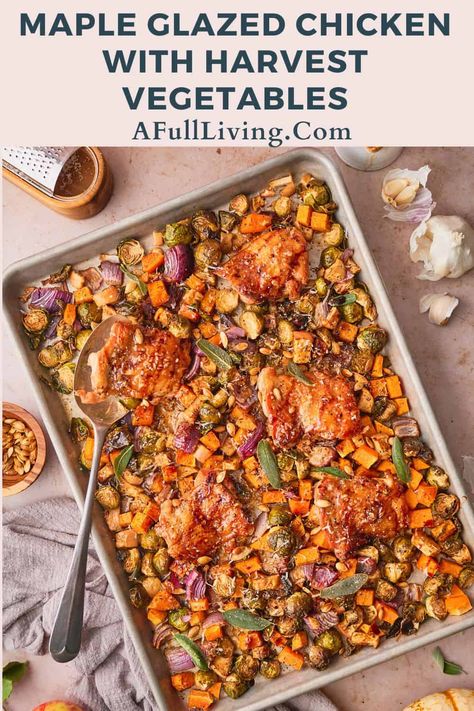 Sausage Butternut Squash Brussel Sprouts, Chicken Thigh Butternut Squash, Harvest Chicken Sheet Pan, Sheet Pan Chicken Butternut Squash, Maple Dijon Chicken Thighs, Sheet Pan Chicken And Brussel Sprouts, Chicken Breast Fall Recipes, Fall Harvest Meals, Chicken Butternut Squash Recipes