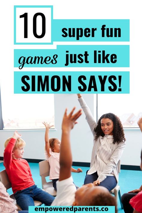 Does your child love to play Simon Says? This is a fun game that teaches your toddlers many important and crucial information, so be sure to play it often! However, here are 10 more super easy and fun games like Simon Says to try with your preschoolers too! Sunday School Games For Preschoolers, Kids Ministry Games, Simon Says Game, Indoor Toddler Activity, Sunday School Games, Baby Learning Activities, Toddler Activity, Teaching Skills, Fun Games For Kids