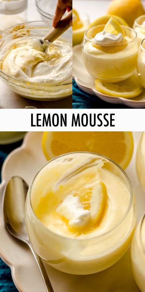 A traditional easy lemon mousse recipe made with just five simple ingredients. The perfect way to use fresh lemons for a light and refreshing dessert. via @frshaprilflours Lemon Crude Recipe, Light Easy Desserts Simple, Lemon Crude, Easy Refreshing Desserts, Lemon Mousse Recipe, Summer Dessert Ideas, Dessert Ideas Easy, Fruit Sweets, Homemade Apple Butter