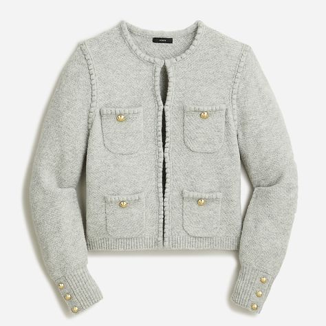 J.Crew: Odette Sweater Lady Jacket For Women Capitol Hill Style, Lady Jacket, Sweater Blazer, San Fran, Knit Sweater Cardigan, Heather Gray, Cashmere Sweaters, Sweater Jacket, Grey Sweater