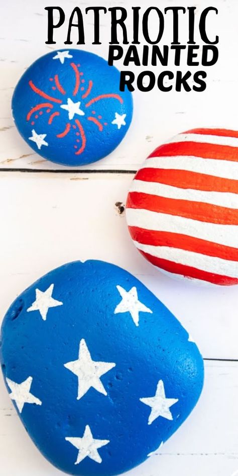 Patriotic Art Ideas, 4th July Crafts, Diy Rock Art, Painted Rock Animals, Patriotic Art, Classroom Art Projects, Painted Rocks Kids, Painted Rocks Craft, Painted Rocks Diy