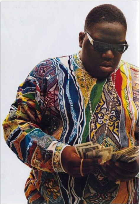 Biggie rockin' a Coogi sweater Rhythm And Poetry, Cultura Hip Hop, Coogi Sweater, Roller Disco, Real Hip Hop, Biggie Smalls, Notorious Big, 90s Hip Hop, Hip Hop Artists