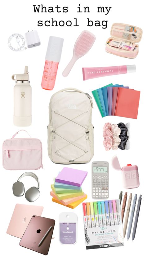 Back To School Wishlist, College Supply List, In My School Bag, Aura Pink, School Wishlist, Preppy School Supplies, College Supplies, Preppy Inspiration, School Bag Essentials