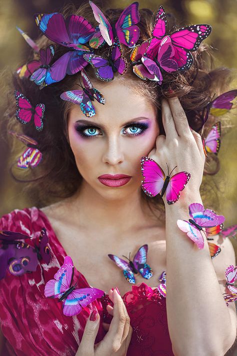 Carnaval Make-up, Make Carnaval, Drag Make-up, Butterfly Makeup, Butterfly Costume, Butterfly Girl, Fairy Makeup, Butterfly Kisses, Fairy Costume