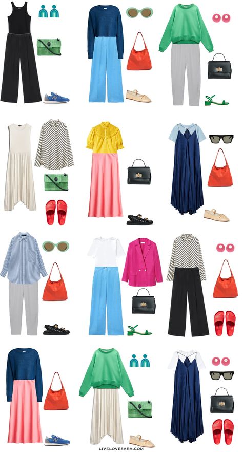 How to Bring Dopamine Dressing into a Summer Capsule Wardrobe - livelovesara Outfits Colorful, Capsule Wardrobe Women, Spring Summer Capsule Wardrobe, Colorful Wardrobe, Vibrant Outfits, Colour Combinations Fashion, Dopamine Dressing, Color Combos Outfit, Color Blocking Outfits