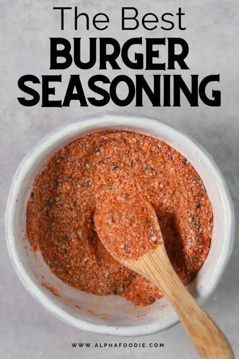 Make the BEST burgers with this simple 2-minute, 7-ingredient hamburger seasoning blend. It's salty, savory, a little spicy, with a touch sweet - ready to take burgers, veggies, and fries to the next level! Burger Seasoning Recipe, Turkey Burger Seasoning, Hamburger Recipes For Dinner, Hamburger Spices, Best Burger Seasoning, Burger Recipes Seasoning, Best Hamburger Recipes, Ground Beef Crockpot Recipes, Fry Seasoning