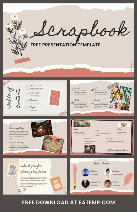 Scrapbook 13 Free Ppt Template, Google Slides Theme, Ppt Presentation, Google Slides Themes, Template Google, Slides Template, Ppt Template, Templates Free Download, Canva Design