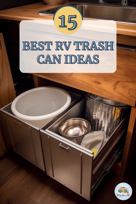 Struggling to keep your RV clutter-free? Discover 15 ingenious trash can solutions tailored for the compact spaces of an RV 🚐✨. Say goodbye to messes and hello to a tidier travel experience! How do you manage waste while on the road? Share your tips in the comments! Click to find your perfect trash management idea. #RVingKnowHow #RVLife #TravelTips #RVHacks #MinimalistTravel Rv Garbage Can Storage Solutions, Rv Garbage Can Ideas, Rv Trash Can Ideas, Trash Can Ideas, Rv Storage Organization, Rv Living Organization, Can Ideas, Camper Bathroom, Rv Gear