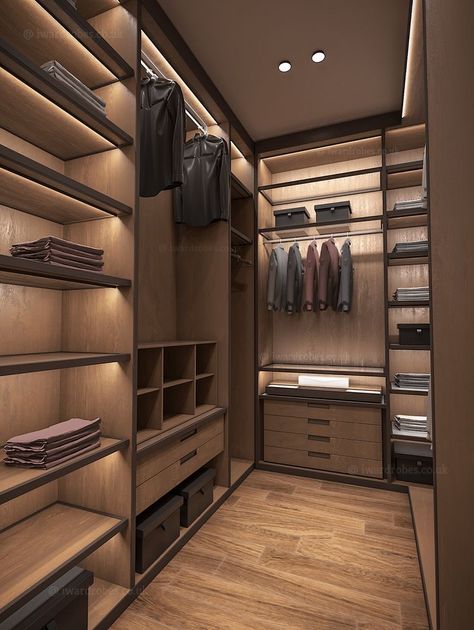 Walk In Wardrobe Lighting, Walkin Wardrobe, Wardrobe Shutter Design, Walking Wardrobe, Walk In Wardrobe Design, Wardrobe Laminate Design, Small Dressing Rooms, Luxury Closets, Smart Closet