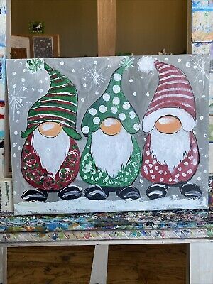 11X14 Christmas Gnome,holiday Original Painting On Canvas, Abstract  | eBay Santa Stone Painting, Cute Easy Christmas Drawings Gnome, Christmas Gnome Painting Canvas Diy, Gnome Christmas Sign, Christmas Gnome Drawing Easy, Things To Paint Christmas, Christmas Gnomes Art, Santa Paintings On Canvas, Easy Santa Painting