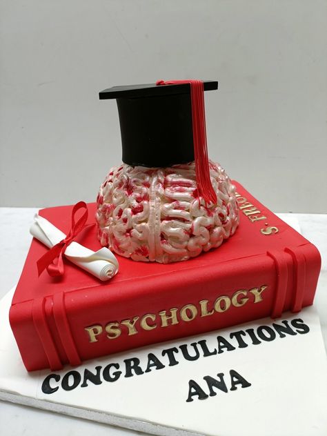 Psychology Cake Graduation, Graduation Cake Psychology, Psychology Cake Ideas, Psych Grad Photoshoot, Psychology Themed Party, Bridgeton Cake, Psychology Graduation Photoshoot, Psychology Graduation Party, Psychology Cake