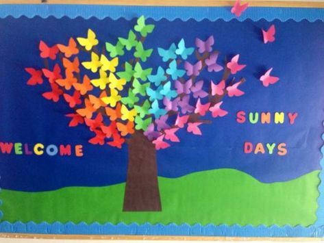 15 March Bulletin Board Ideas for Spring Classroom decoration - Hike n Dip Bulletin Board Tree, March Bulletin Board, Summer Bulletin Boards, Spring Bulletin, Spring Bulletin Boards, Spring Classroom, Preschool Bulletin, Library Bulletin Boards, Preschool Bulletin Boards