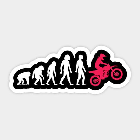 This design with evolution of a motorcycle rider is for a biker, motorcyclist, bike rider, motorcycle lover, anyone who loves dirt bike, cycling, biking, motocross, racing and motorcycling. -- Choose from our vast selection of stickers to match with your favorite design to make the perfect customized sticker/decal. Perfect to put on water bottles, laptops, hard hats, and car windows. Everything from favorite TV show stickers to funny stickers. For men, women, boys, and girls. Motorcycle Sticker Design Ideas, Moto Logo Design, Bike Stickers Design Ideas, Motocross Stickers, Cycle Stickers, Phone Cover Stickers, Bike Logos Design, Dirt Bike Quotes, Motorcycles Logo Design