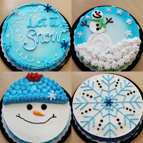 Christmas Bento Cake Design, Winter Themed Cakes, Christmas Mini Cakes Ideas, Christmas Cake Buttercream, Dairy Queen Cake Designs, Christmas Cookie Cakes, Xmas Cake Decorating Ideas, Winter Cake Designs, Simple Christmas Cake Designs