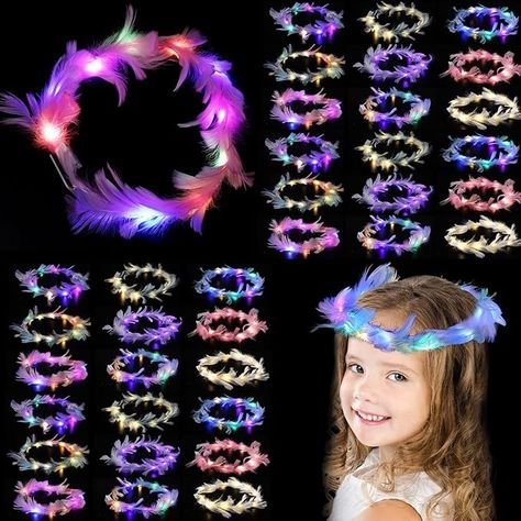 Amazon.com: Unittype 36 Pcs Light up Headband Neon Feather Flower Crown Glow in The Dark Hair Accessories Party Supplies Headdress for Women Girls Birthday Wedding Party Gift, 9 Styles : Clothing, Shoes & Jewelry Glow In The Dark Hair, Styles Clothing, Wedding Party Gift, Feather Flower, Girls Birthday, Gifts For Wedding Party, 40th Birthday, Headdress, Dark Hair