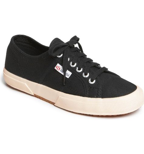 Main Image - Superga 'Cotu' Sneaker (Women) Superga Cotu, Superga Black, Jimmy Choo Pumps, Beige Handbags, Beige Heels, Kitten Heel Pumps, Black Trainers, Women Sneakers, Leather Riding Boots