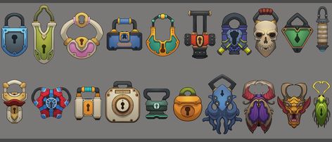 Lock Concept Art, Game 2d, Props Concept, Props Art, Peregrine, Night Shift, 2d Art, Ui Design, Concept Art